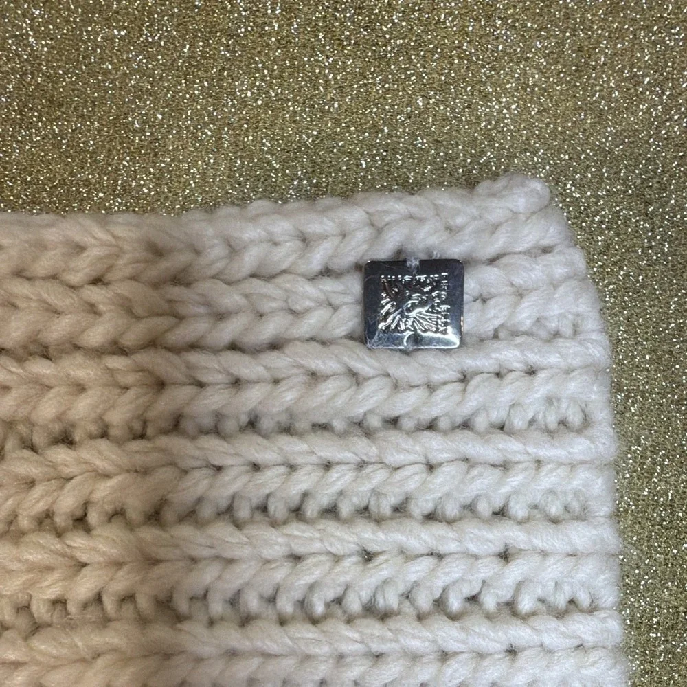 Anne Klein Ivory Cable-Knit Acrylic Rectangle Scarf Womens Neck Warmer